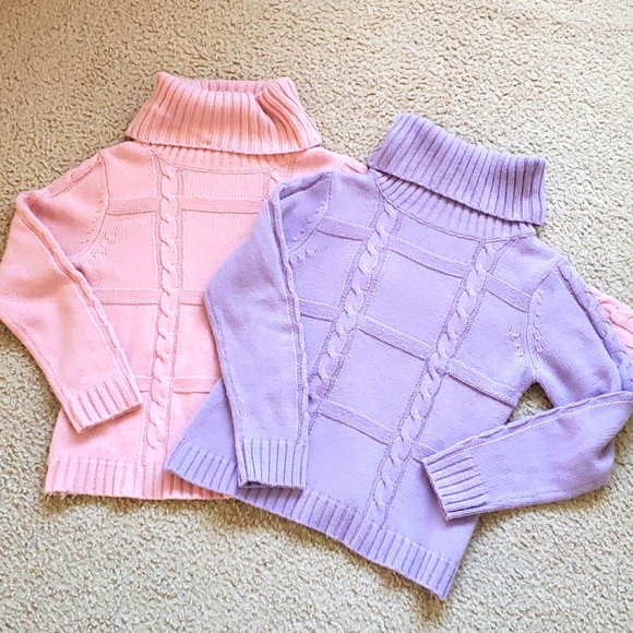 x2 Beautiful Braided Pink Cozy Women's Sweater - Picture 1 of 15